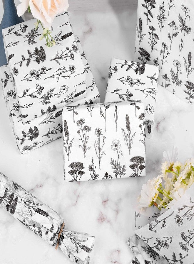 Bolsome 100 Sheet 20 * 14 Inches Vintage Wildflower Tissue Paper Black and White Floral Gift Wrapping Paper Botanical Decorative Tissue Paper for Gift Bags for Birthday Wedding Bridal Shower DIY Craft - Image 4